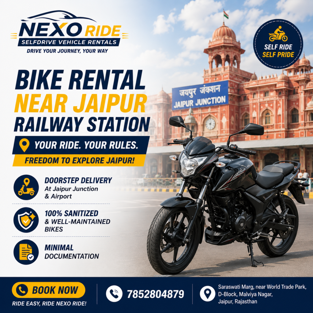Affordable scooty and bike rental near Jaipur railway station by Nexo Ride.